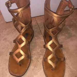 Saks Fifth Avenue gold gladiator sandals